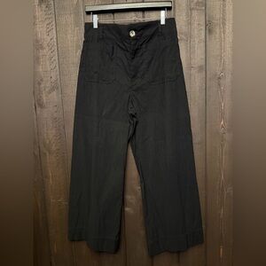 Maeve Anthropologie Black The Colette Wide Leg High Rise Crop Pant Size 31 EUC